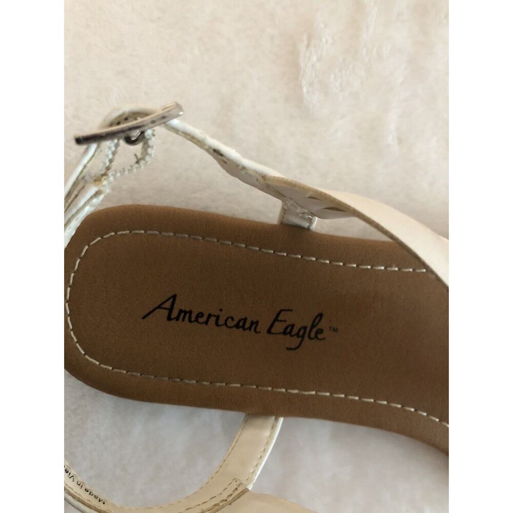 American Eagle‎ Women’s Sandals 7.5 White Cottagecore Minimalist Adjustable Flaw - Picture 8 of 13